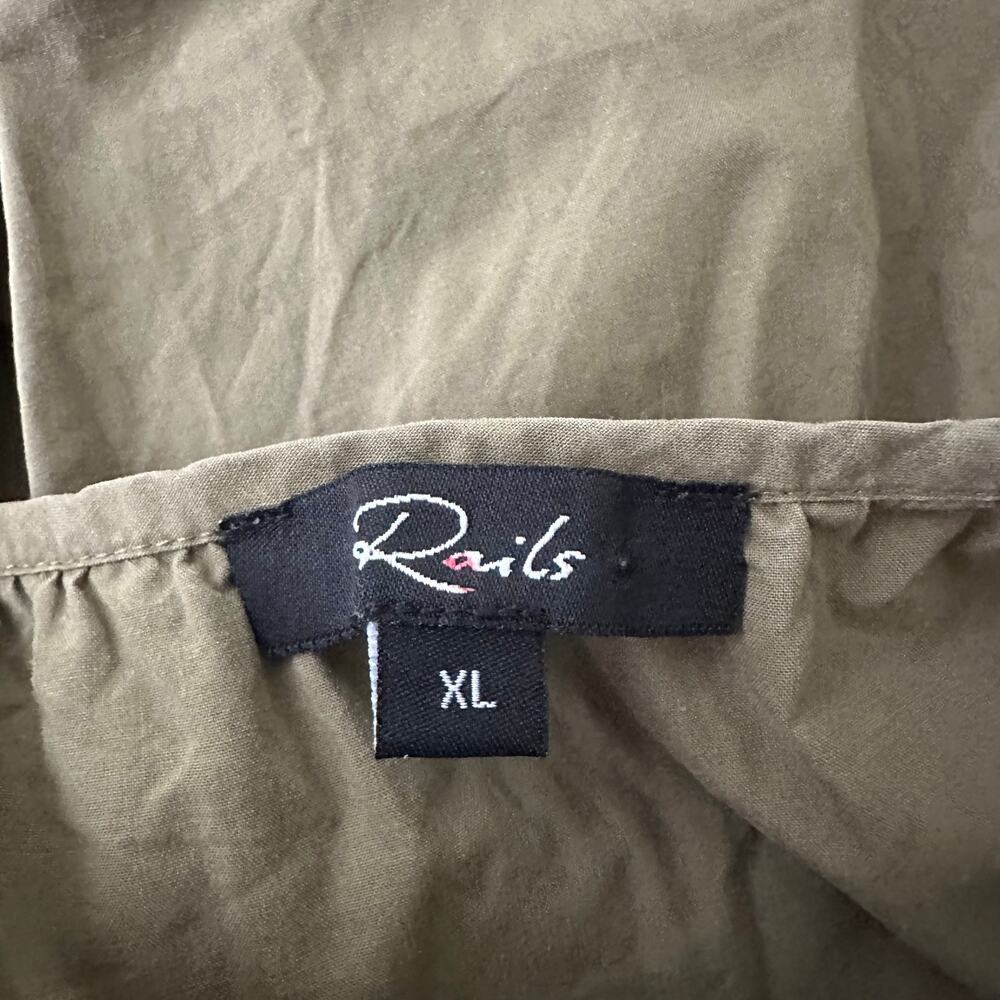 Rails Dress Womens XL Olive Green Avril Tiered Midi Strappy Boho Euro Summer - Picture 5 of 10